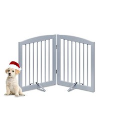 Freestanding Pet Gate for Dogs, Foldable Wooden Dog Gate for House, Indoor Pe...