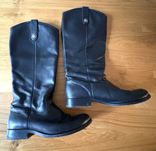 Frye Melissa Button Tall Extended Calf Black Leather Women's Size 7 VGUC