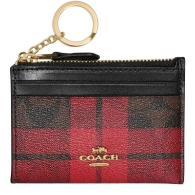 Coach F87799 Mini Skinny ID Case in Signature Canvas w/Field Plaid Print, IM/PGZ