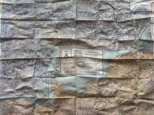 WW2 British RAF Silk Escape & Evasion Maps 43/A & 43/B France Belgium Holland - Picture 3 of 10