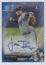 2017 Bowman Draft Chrome Pick Blue Wave Refractor 97/150 Jake Burger Auto p7m