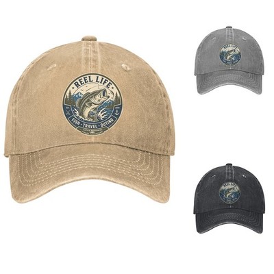 Reel Life Bass Baseball Cap Fishing Dad Hat Adjustable Cotton