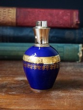 VTG Cobalt Blue w Gold perfume bottle Atomizer Step Paris Limoges France read