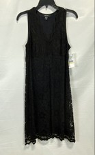 Karen Kane Women's Black Sleeveless Floral Lace V-Neck Lined Dress NWT Sz M