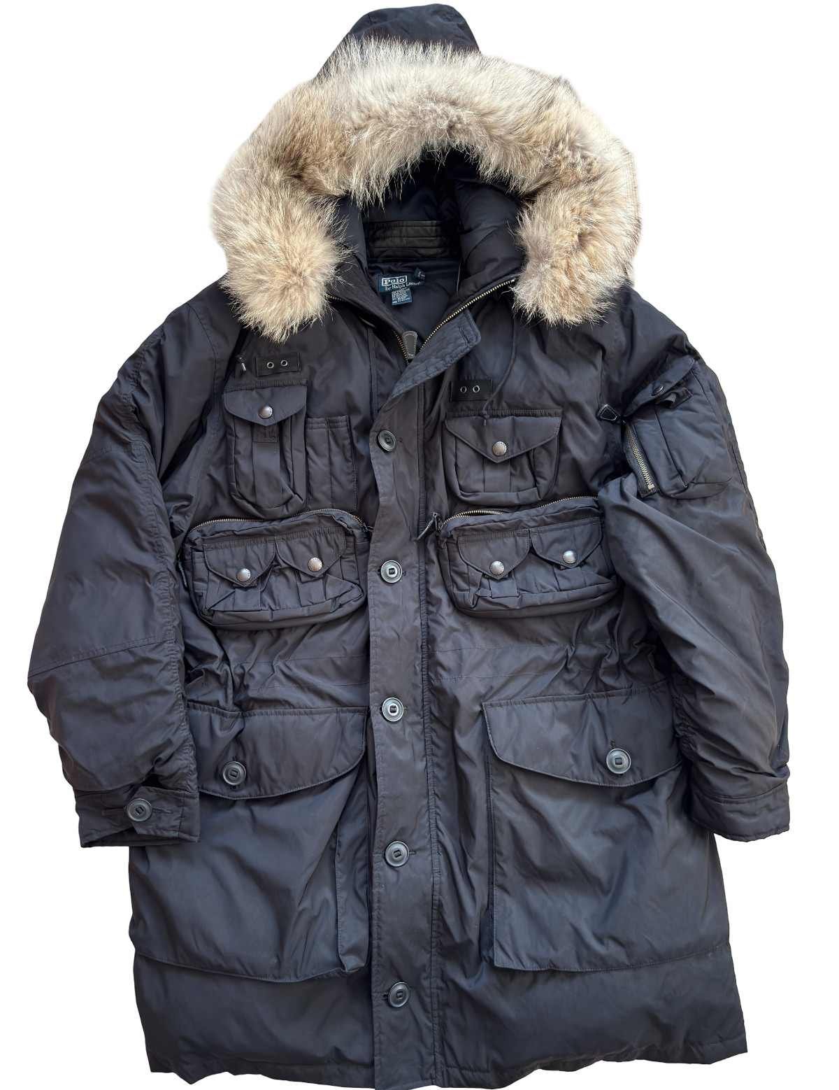 Polo Ralph Lauren Down Utility Military Parka Jacket 2XL RRL Coyote Fur VTG