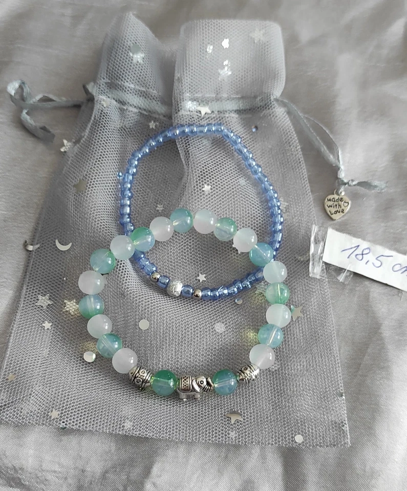 2  ARMBÄNDER ELEFANT Blau  Geburtstag  Geschenk BOHO SCHMUCK Charms Nikolaus  - Bild 2 von 3