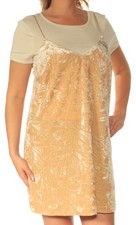 KENSIE Womens Brown Spaghetti Strap V Neck Above The Knee Shift Dress Size: L