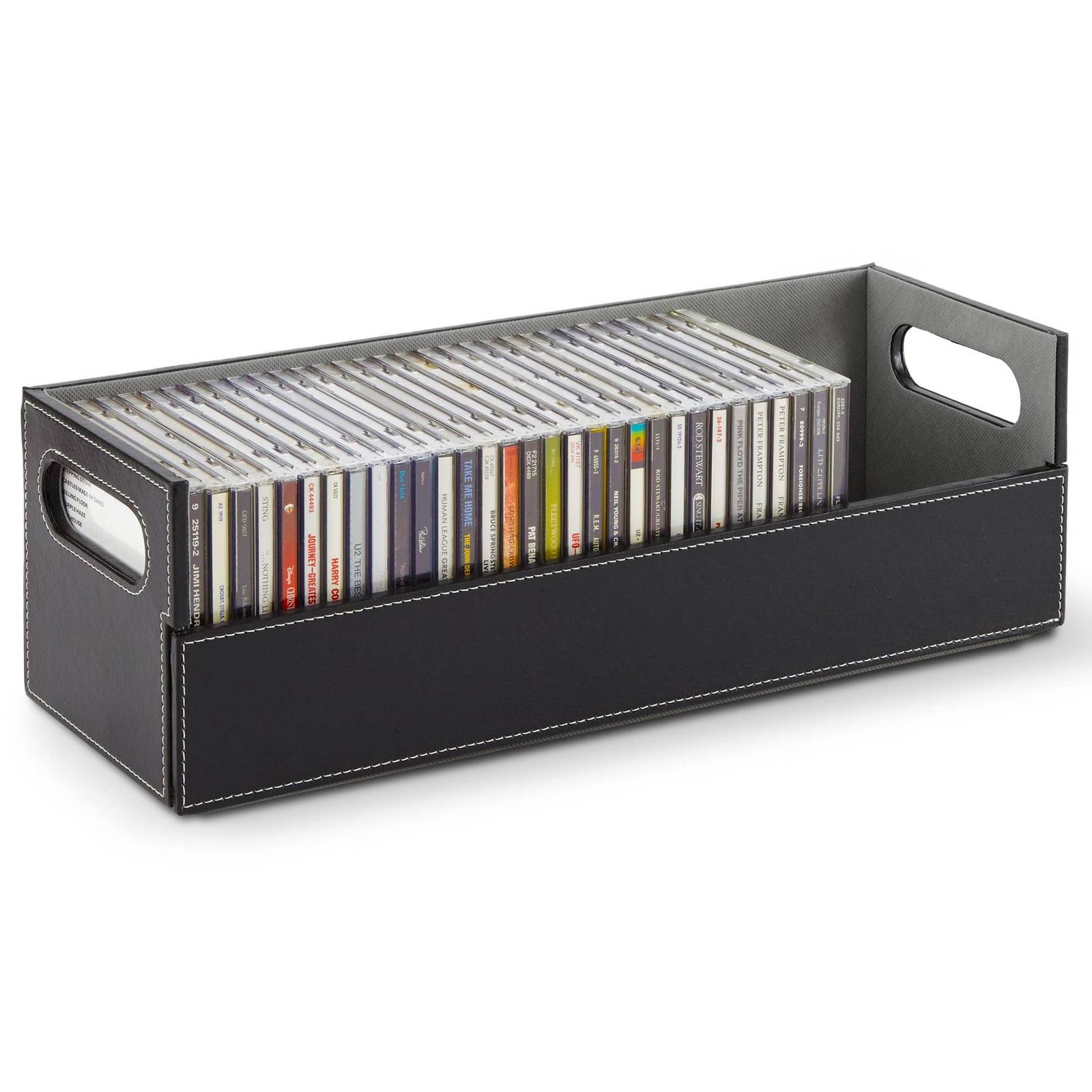 Stock Your Home CD Storage Box, Organizer 17.75" L x 6.25" W x 5.5" H, Black