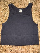 NIKI BIKI Ribbed Tank One Size V Neck Layering Formal Women's Black Crop Top