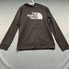 The North Face Boys' Hoodie Size XL Black White Logo Fleece Pullover Sweatshirt