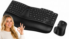 Ergonomic Wireless Keyboard Mouse Combo Wave Key Bluetooth/2.4G Split Design
