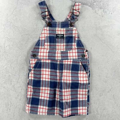OshKosh B'gosh Shortalls Baby 24 Monate blau rot kariert Latzhose Latzhose