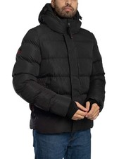 Image of Superdry Men's Hooded Microfibre Sport Puffer Jacket, Black