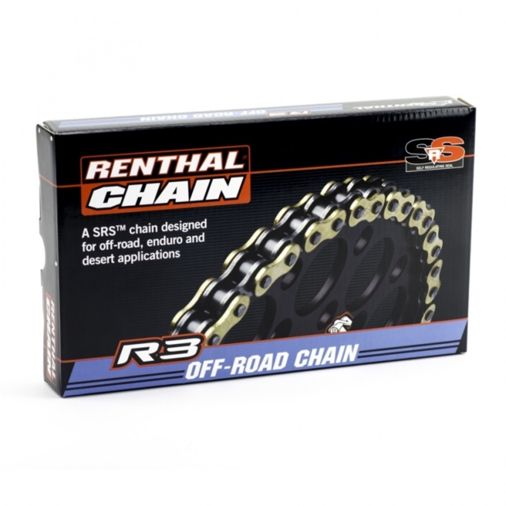 Free Shipping Renthal Chain with Seals 520R3-3 with 118 Links Black/Gold