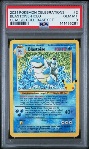 2021 POKEMON CELEBRATIONS CLASSIC COLL #2 BLASTOISE-HOLO PSA 10