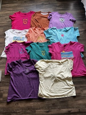 Women s Life Is Good Multicolor Casual Graphic T-Shirt 11 Piece Bundle Lot Sz XL