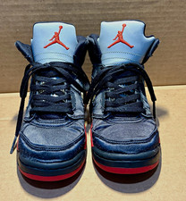 Jordan Air Jordan 5 High Top Satin Sneaker Blue/Red/White/Black 1.5Y