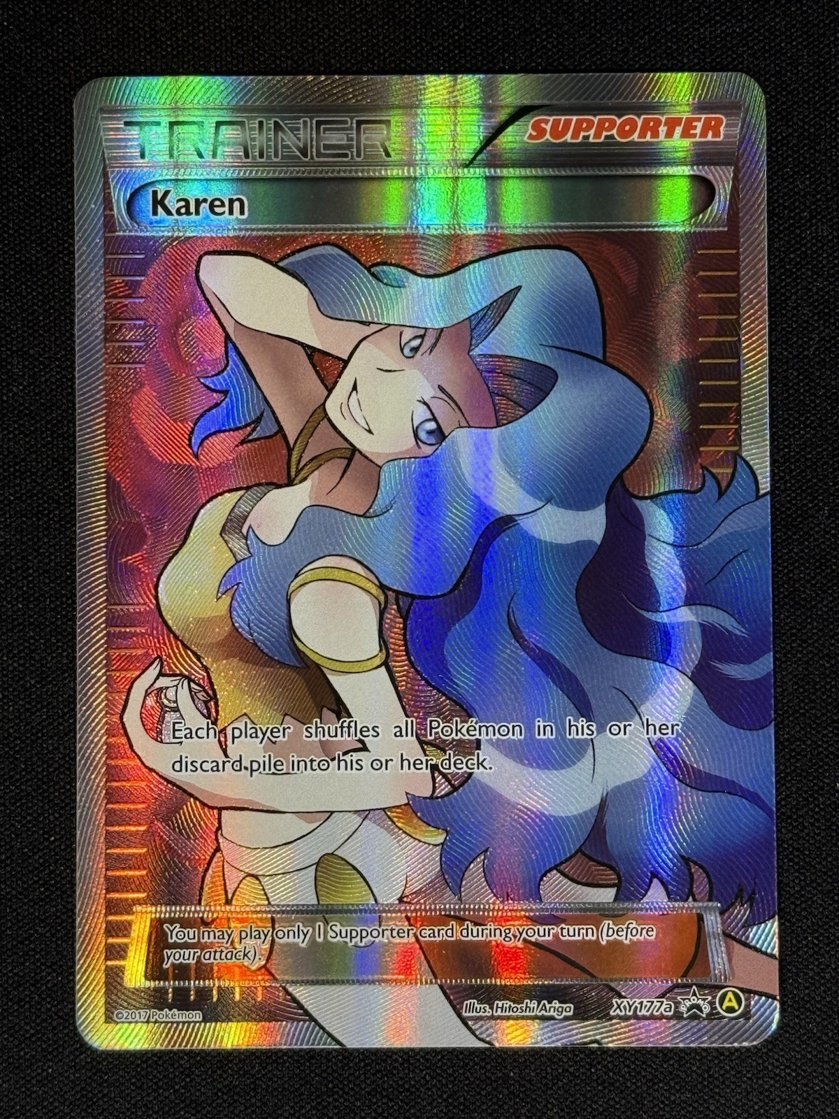 Pokemon TCG Karen XY177a X & Y Supporter Ultra Rare Full Art Holo Promo - NM