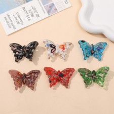 1pc Colorful 3D Gold Sprinkled Glass Butterfly Pendant Diy Necklace