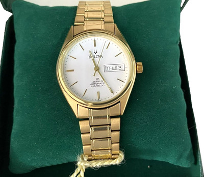 Bulova Classic Automatic White Dial Stainless Steel Watch Swiss Rare