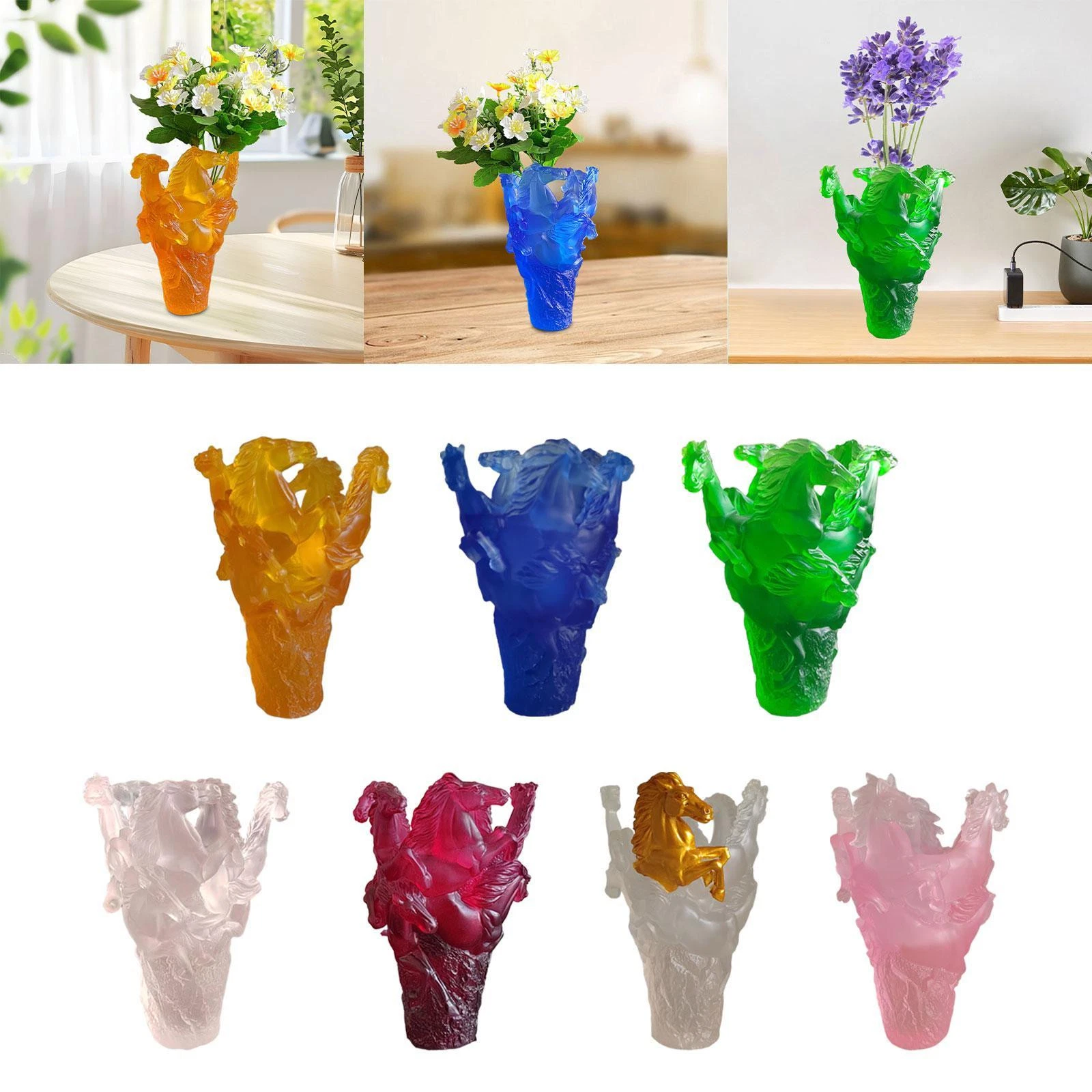 Multi Horses Shaped Vase Floral Arrangement for Dining Table Office Kitchen