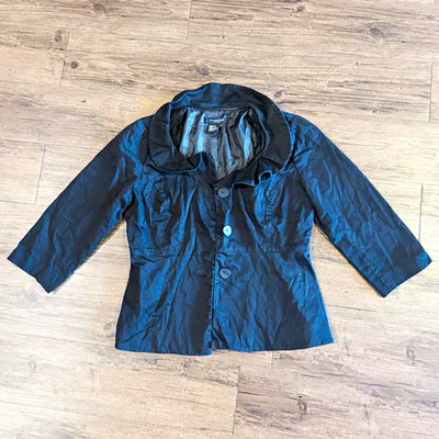 Sandro Sportswear Women's Black Button Front Collared Lined Short Jacket S