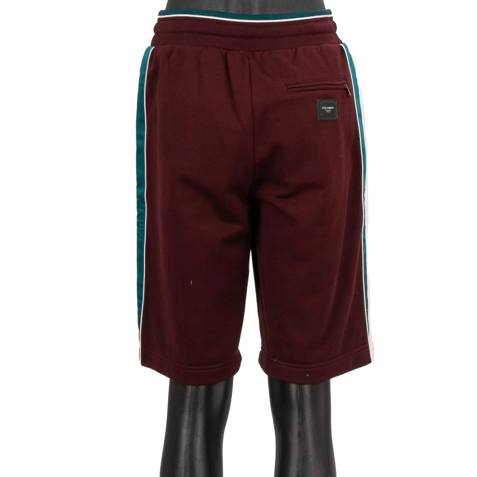 DOLCE & GABBANA Algodón Sudaderas Pantalones Cortos DG Logo Burdeos Rojo Azul 11389 Foto 3 de 4