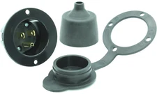 Journeyman-Pro 5278 15 Amp 125 Volt, NEMA 5-15P Flanged Inlet Receptacle Black 