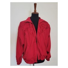 Vintage 80's 90's Red Ruffle Lined Track Suit Jacket