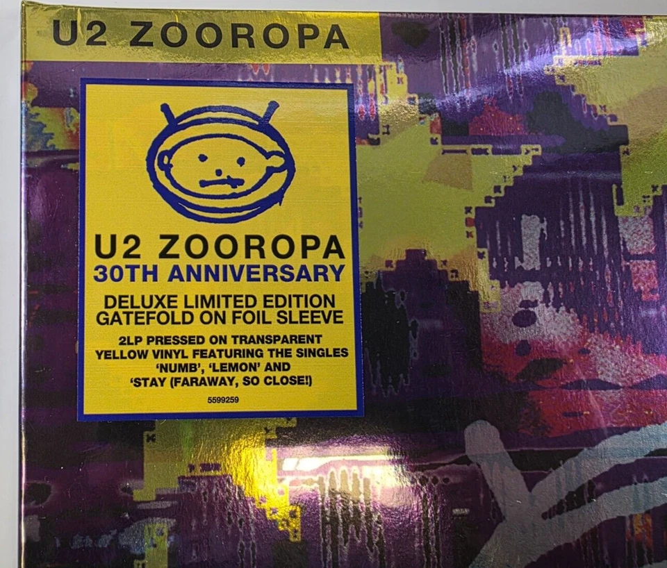 U2  Zooropa 2 x LP Album vinyl record limited yellow deluxe reissue 180gram 30th - Image 3 of 4