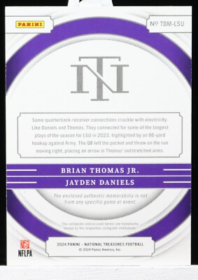 2024 Panini National Treasures Jayden Daniels Brian Thomas Dual