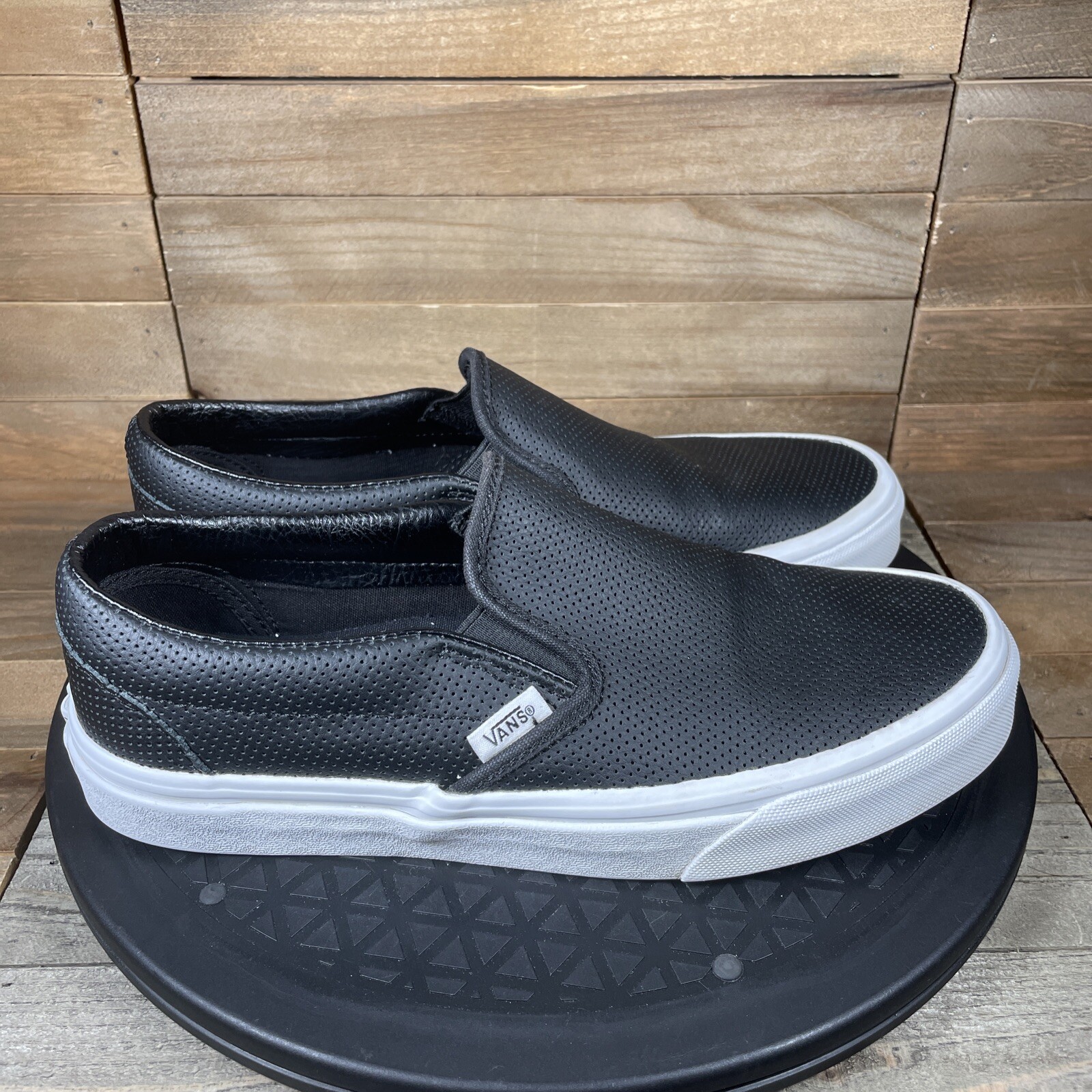 black leather vans size 8