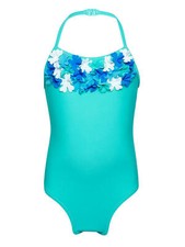 New JOHN LEWIS Girls Flowers Green Applique SWIMSUIT / SWIMMING COSTUME 2 years
