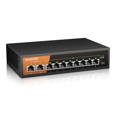 8 Port Gigabit Poe Switch With 2 Gigabit Uplink 135w Builtin Power Supply 802.3a