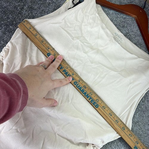 NWT OGL Cream Sleeveless Top Tank Shirt Womens XL Built In Bra Athletic Ruched - Picture 3 of 7