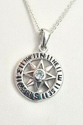 Compass Necklace Sterling Silver Compass Blue Topaz Silver By Far