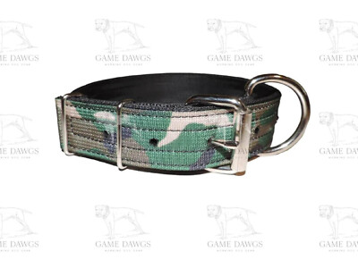 1.5'' HEAVY DUTY 5 PLY GREEN CAMO SEAT BELT DOG COLLAR   *APBT PIT BULL