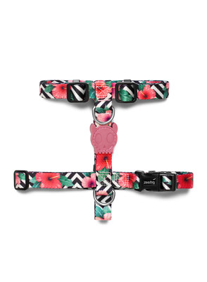 ZEE.DOG | Mahalo Adjustable Dog Halter H-Harness | Safety Buckle | Floral Pink
