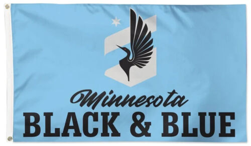 Minnesota United MLS Bandiera nera e blu 3'x5' Nuovo - Foto 1 di 2