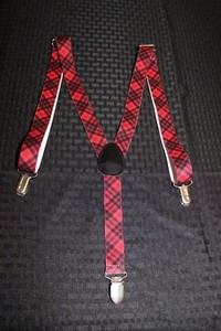 Kids Red Plaid Suspenders - Christmas, Valentine's Day