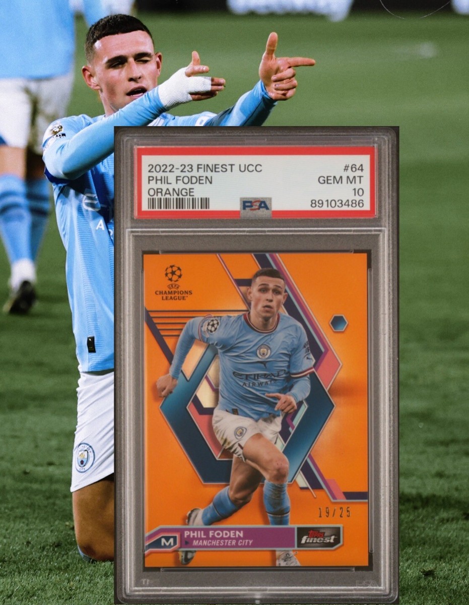 2022-23 Topps Finest UCC Manchester City Phil Foden Orange /25 PSA