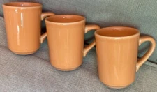 2008 Homer Laughlin China WWC 3 Orange Cups Lead Free Coffee Mug Set USA EUC!!