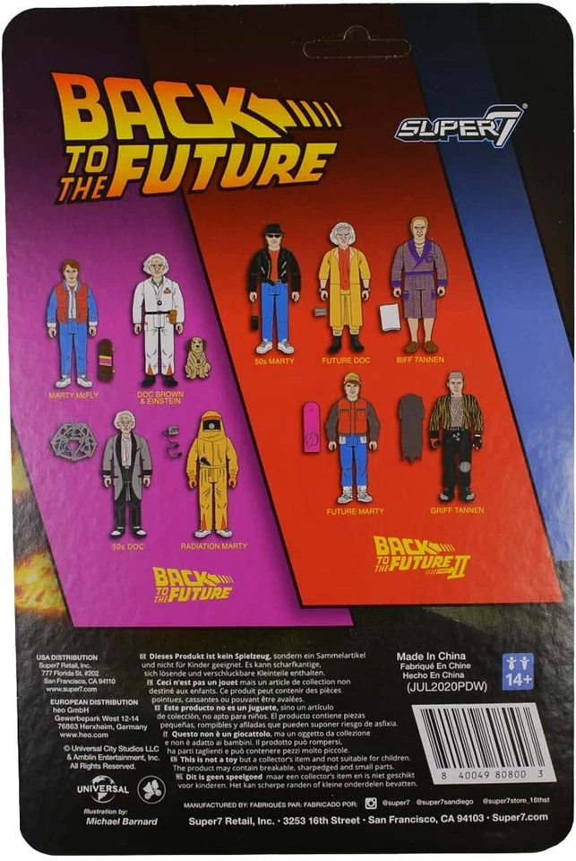 NEW Super7 Back to the Future DOC BROWN & EINSTEIN 1980s 3.75" ReAction Figure - Image 4 of 4