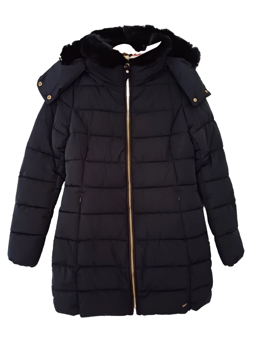 Joules Cassington Long Padded Coat With Faux Fur Collar Hood