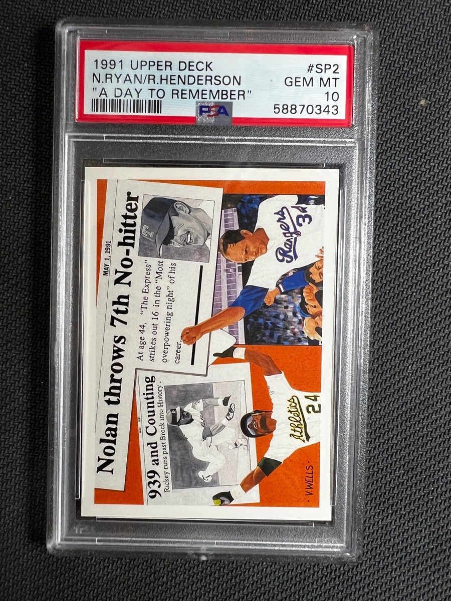 1991 UPPER DECK NOLAN RYAN/R.HENDERSON A DAY TO REMEMBER #SP2 PSA