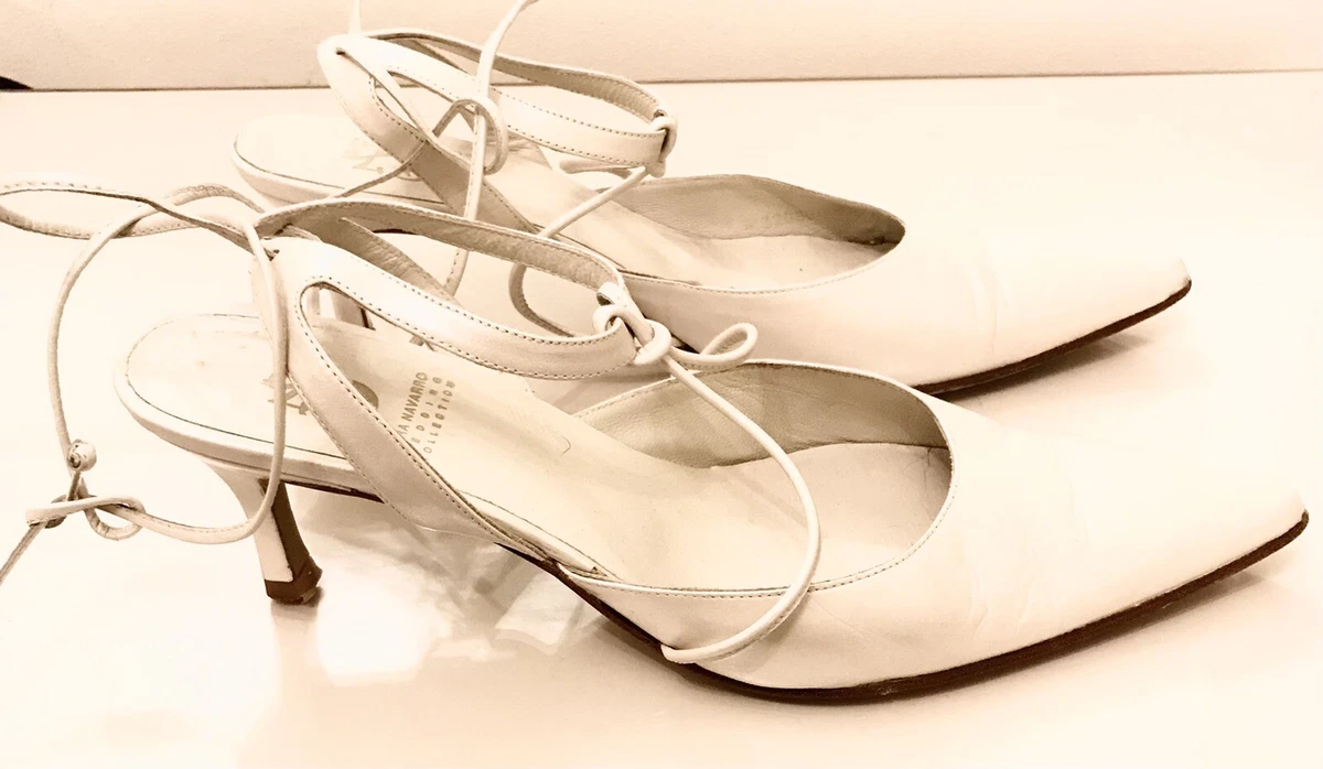 Cream ankle top strap shoes
