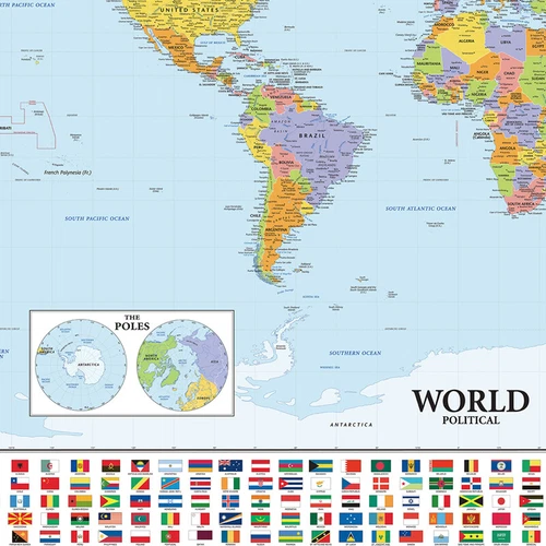 Map of the World with Country Flags Poster Giant Size 88x59" 48x32" Wall Prints - Picture 5 of 23