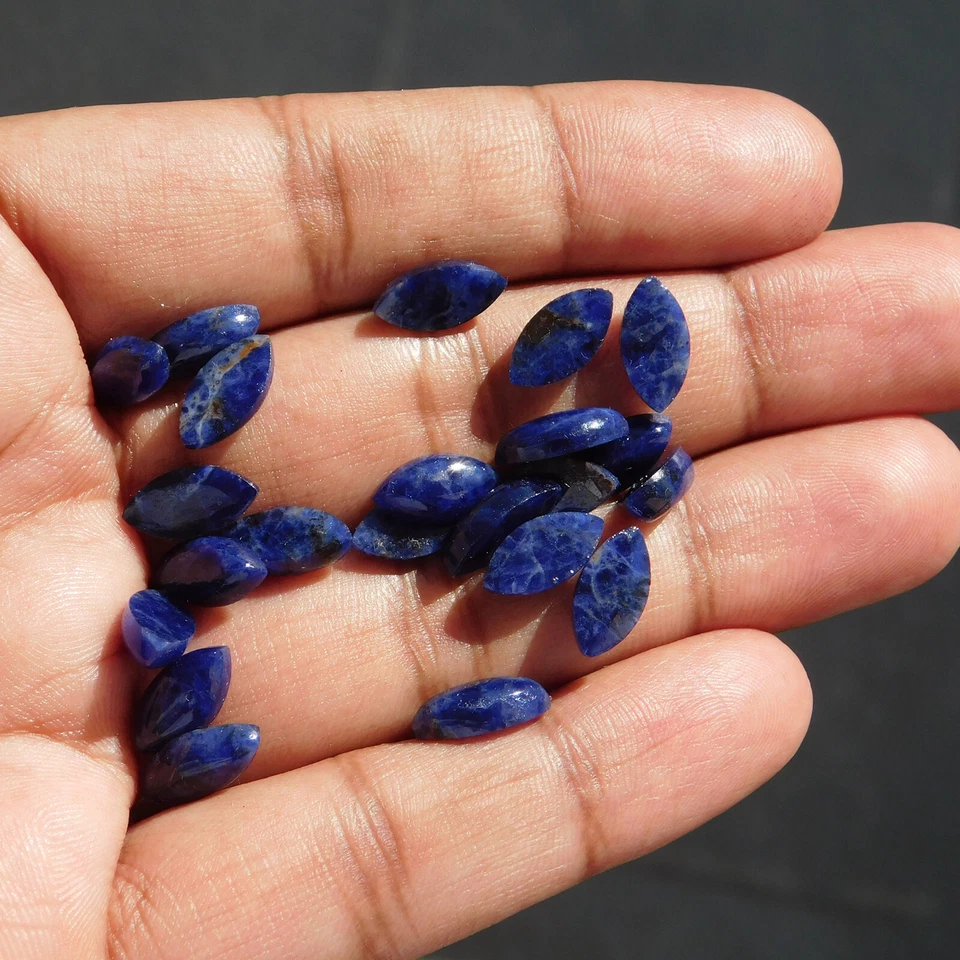 Natural Sodalite Marquise 5x10 mm to 10x20 mm Cabochon Loose Gemstone Lot - Image 3 of 4