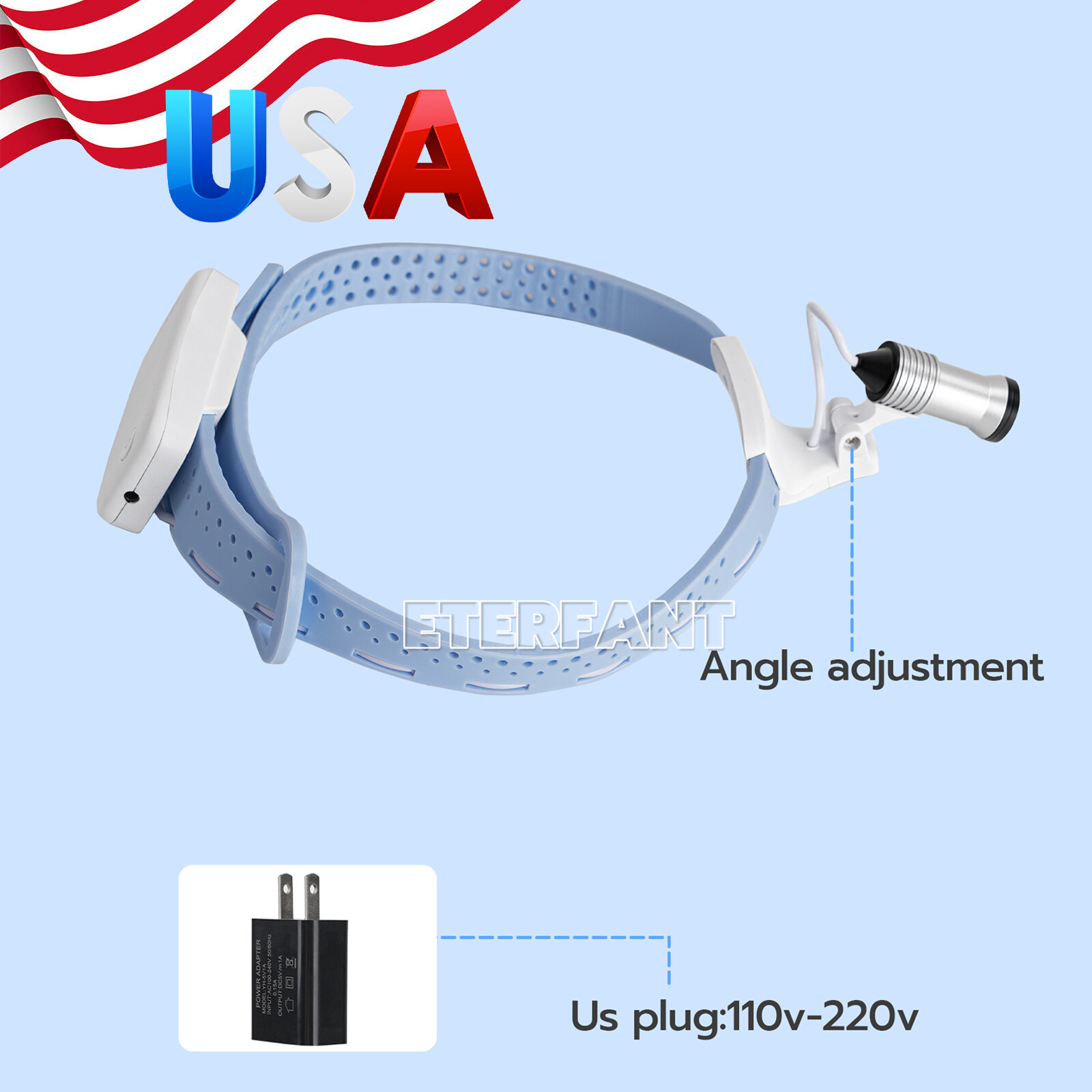 ETERFANT Dental Portable Lightweight Silicone Headlamp Surgery Medical 5W LED US