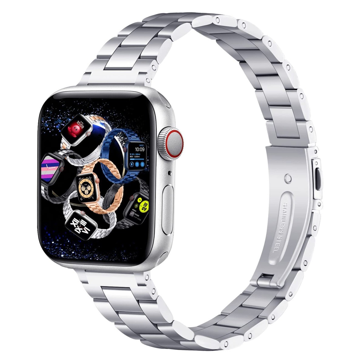 band Compatible with Apple Watch Band 38mm 40mm 41mm, Slim Stainless Steel  Metal